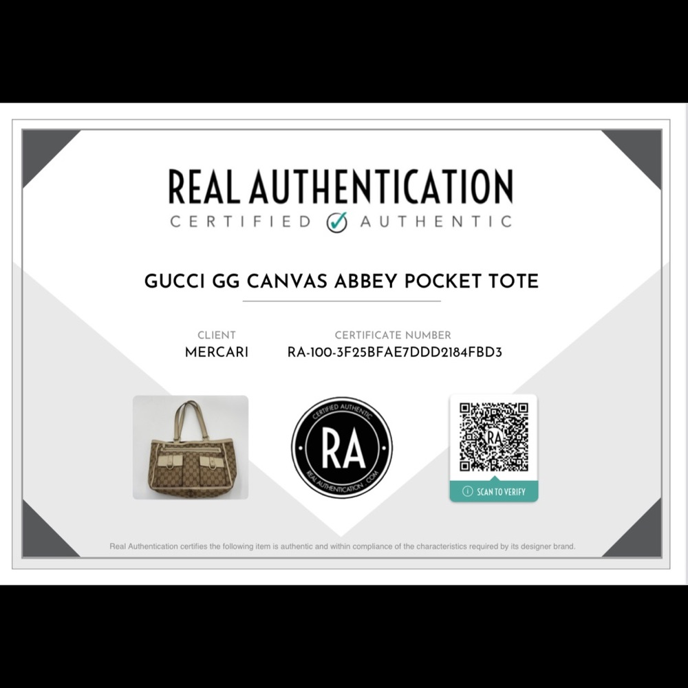 ✨SOLD✨Authentic Gucci GG Canvas Abbey Pocket Tote with Beige/Cream Leather Trim - Picture 13 of 13